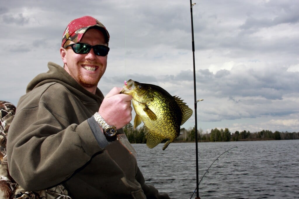 Angler caught a crappie while fishing